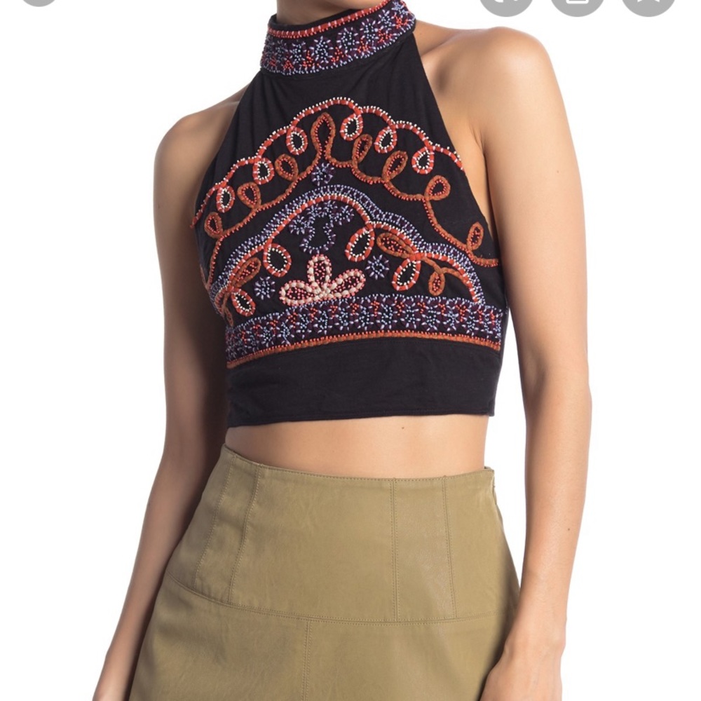 Free People Goa Embroidered Crop Top